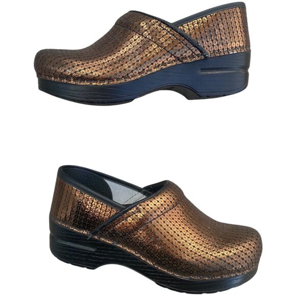 Dansko Professional Clogs EU 35 US 5 Copper Woven Metallic Nurse Comfort Slip On - Picture 1 of 16